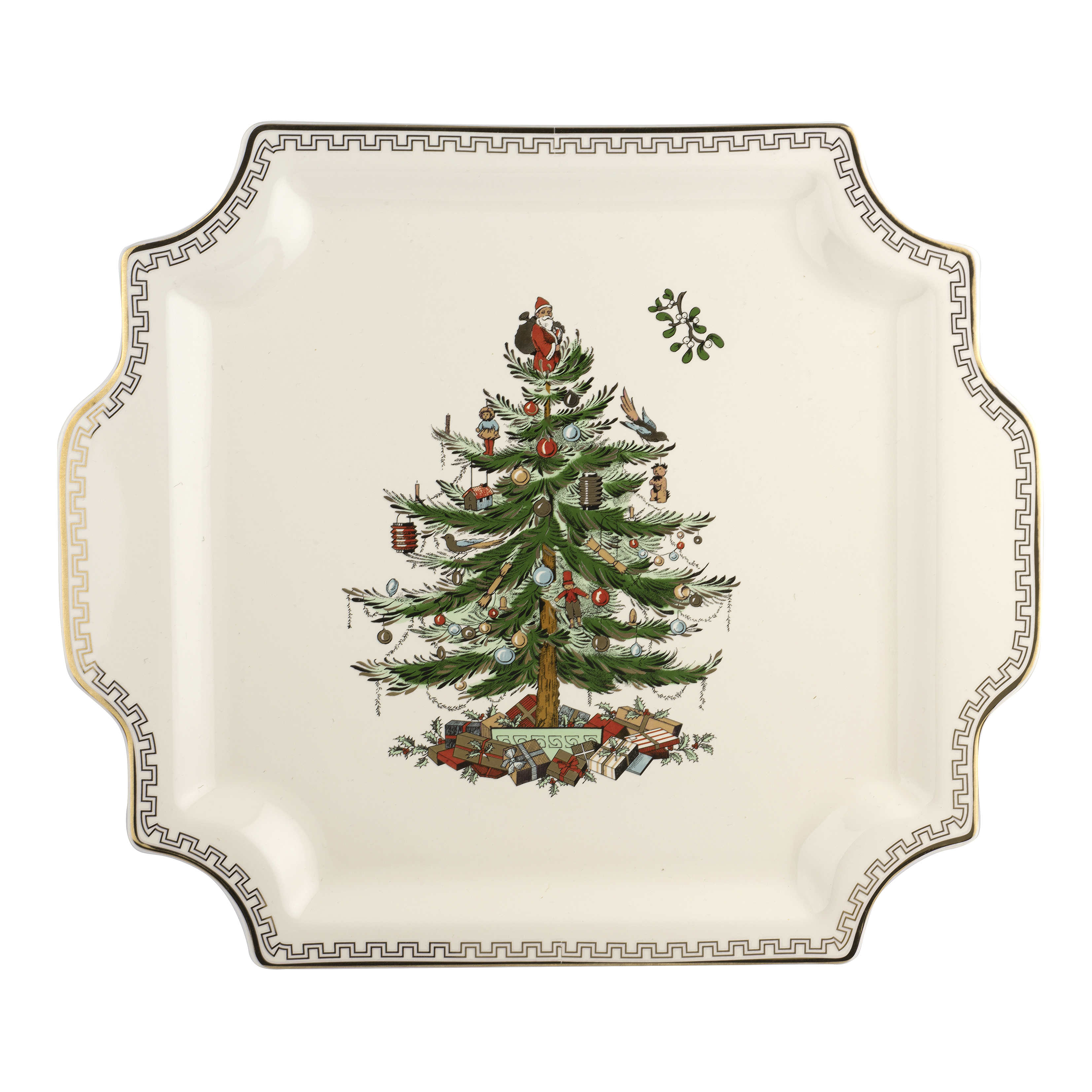 Christmas Tree Gold 12.5 Inch Square Platter image number null